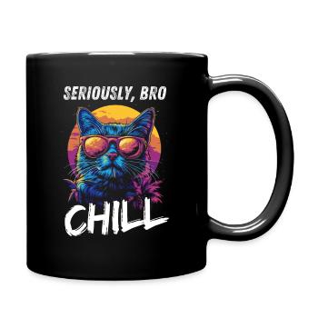 Seriously Bro Chill Cat Gamer Meme - Full Colour Mug - black - Right