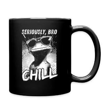 Seriously Bro Chill Eidechse Retro Meme - Tasse einfarbig - Schwarz - Rechts