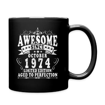 1974 Retro 1974 October birthday October 1974 - Full Colour Mug - black - Right