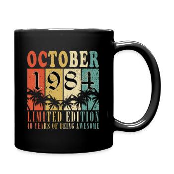 1984 Rétro 1984 Octobre Anniversaire Octobre 1984 - Mug uni - noir - Droite