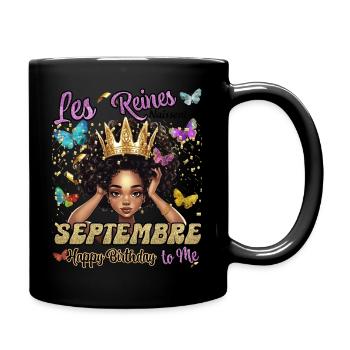 Birthday September Girl Woman Queen Sequin - Full Colour Mug - black - Right