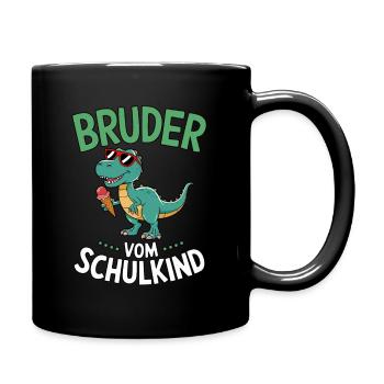 Cooler Dinosaurier Bruder von Schulkind 2025 - Tasse einfarbig - Schwarz - Rechts