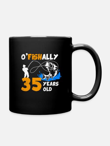 35 ans de pêche à la ligne cadeau 35e anniversaire - Mug uni - noir