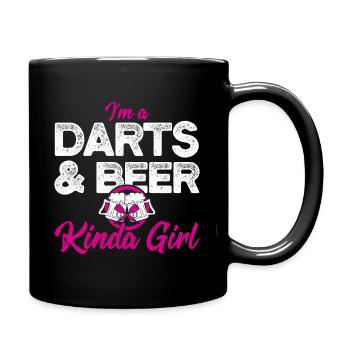Darts & Bier Darten - Tasse einfarbig - Schwarz - Rechts