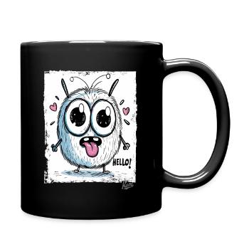 Cute and funny: A little monster says Hall - Full Colour Mug - black - Right