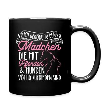 Pferde Hund Hundebesitzerin Reiterin Pferde Hundef - Tasse einfarbig - Schwarz - Rechts