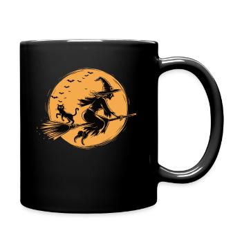 sorcière coucher de soleil design - Mug uni - noir - Droite