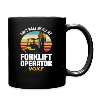 Gabelstaplerfahrer Stimme Retro - Tasse einfarbig - Schwarz - Rechts