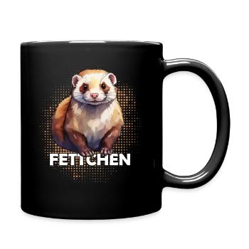 Fettchen Frettchen Tiere dick fett vollgefressen - Tasse einfarbig - Schwarz - Rechts