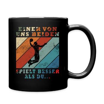 One of us plays better than basketball - Full Colour Mug - black - Right