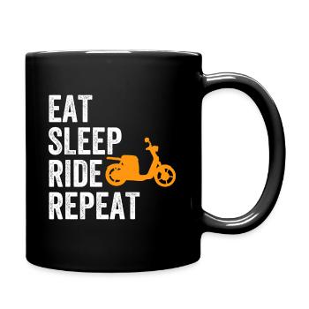 Moped Mofa Rollerfahrer Roller Sprüche Geschenk - Tasse einfarbig - Schwarz - Rechts