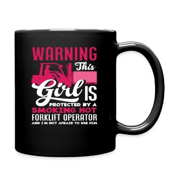 Achtung! Beschützt Von Einem Heißen - Tasse einfarbig - Schwarz - Rechts