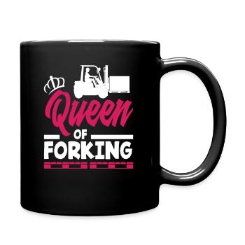 Queen Of Forking - Gabelstapler Frauen Power - Tasse einfarbig - Schwarz - Rechts