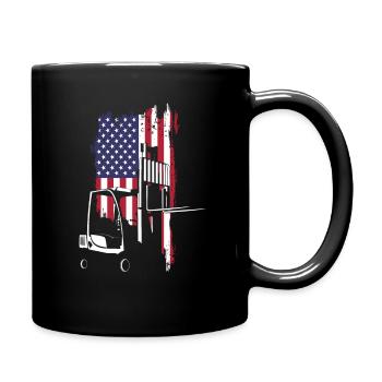 Gabelstapler Fahrer USA Flagge - Tasse einfarbig - Schwarz - Rechts