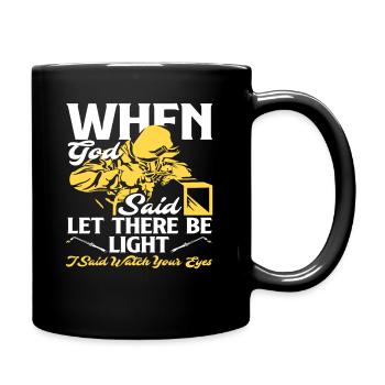 Quand Dieu a dit qu’il y aurait de la lumière, j’ai dit de détourner le regard - Mug uni - noir - Droite