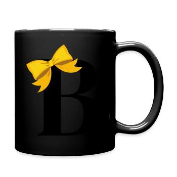 Buchstabe b gelbe Schleife - Tasse einfarbig - Schwarz - Rechts