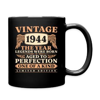 Vintage 1944 Jahrgang 80 Geburtstags - Tasse einfarbig - Schwarz - Rechts
