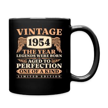 Vintage 1954 Jahrgang 70 Geburtstags - Tasse einfarbig - Schwarz - Rechts