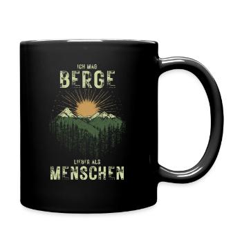Berge lieber als Menschen Wandern für Naturfreunde - Tasse einfarbig - Schwarz - Rechts
