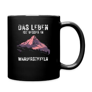 Life better - In hiking boots Hiking Outdoor - Full Colour Mug - black - Right
