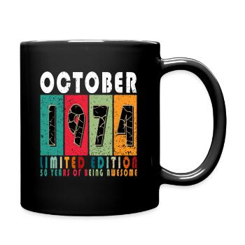 1974 October 1974 Birthday October 1974 Original - Full Colour Mug - black - Right