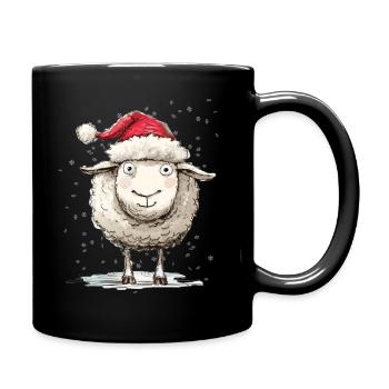 Weihnachts- Schaf - Tasse einfarbig - Schwarz - Rechts
