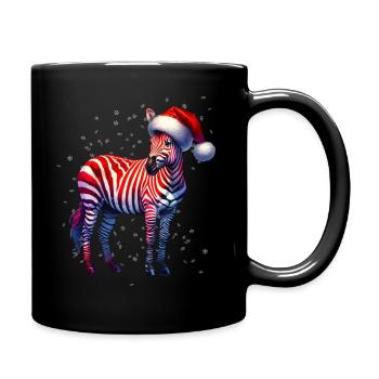 Weihnachts- Zebra - Tasse einfarbig - Schwarz - Rechts