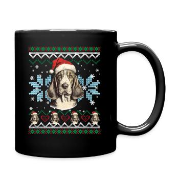 Basset Hound Pull de Noël drôle pour chien - Mug uni - noir - Droite