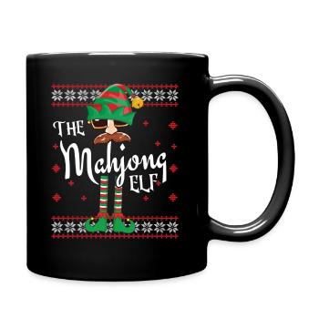 Mahjong Elf Christmas Outfit for Family Gatherings - Full Colour Mug - black - Right