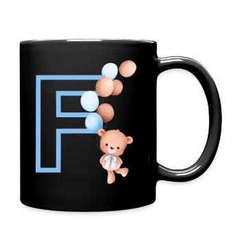 Letter f blue bear - Full Colour Mug - black - Right