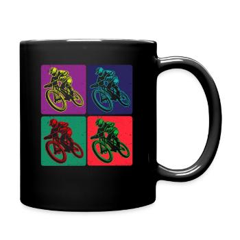 Colored Mountain Bike Rider Art - Full Colour Mug - black - Right