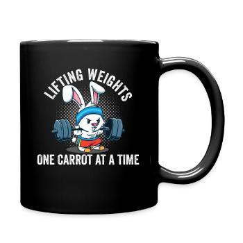 lifting weights one carrot at a time Hase Fitness - Tasse einfarbig - Schwarz - Rechts