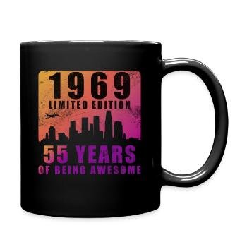 Hergestellt im Jahr 1969 55 Jahre Original - Tasse einfarbig - Schwarz - Rechts