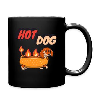 Funny Hot Dog.Funny Food Pun - Full Colour Mug - black - Right