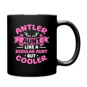 Antler Aunt Like A Regular Aunt But Cooler - Tasse einfarbig - Schwarz - Rechts
