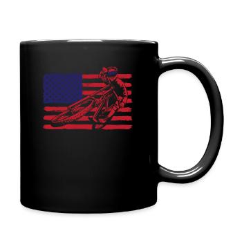 Un coureur de BMX devant le drapeau américain - Mug uni - noir - Droite