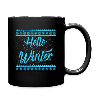Hello Winter Xmas Gift - Full Colour Mug - black - Right