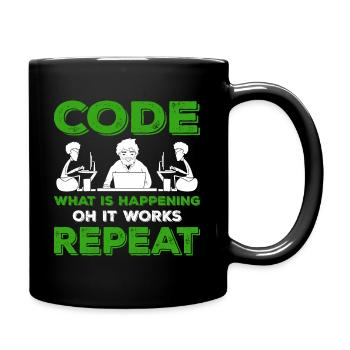 Programmierer IT Programmieren Geschenk Routine - Tasse einfarbig - Schwarz - Rechts