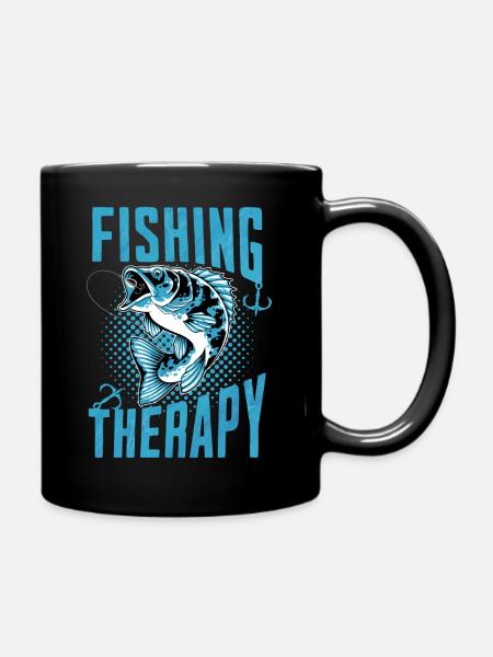 Fishing Therapy Relaxing Angler - Full Colour Mug - black
