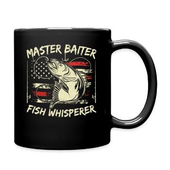Master Baiter Fish Whisperer Funny Fishing - Full Colour Mug - black - Right