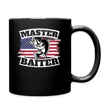 Master Baiter Drôle Pêche Drapeau Américain - Mug uni - noir - Droite