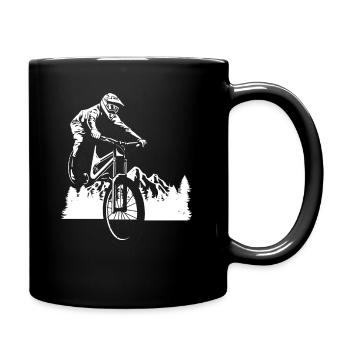 Mountainbike Abenteuer im Wald - Tasse einfarbig - Schwarz - Rechts