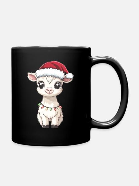 Alpaka Weihnachten - Tasse einfarbig - Schwarz