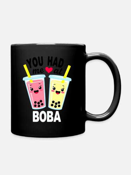 You Had Me At Boba - Cute Bubble Tea Lover Design - Full Colour Mug - black