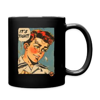 Vintage 50s Cartoon Boy: That's Tight! - Full Colour Mug - black - Right