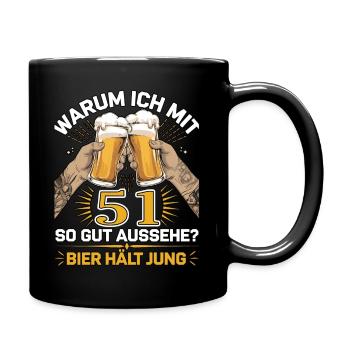 Pourquoi est-ce que j’ai l’air si bien à 51 ans ? La bière vous garde jeune - Mug uni - noir - Droite