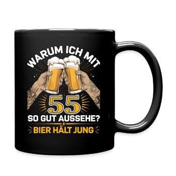 Pourquoi est-ce que j’ai l’air si bien à 55 ans ? La bière vous garde jeune - Mug uni - noir - Droite