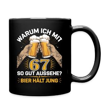 Pourquoi est-ce que j’ai l’air si bien à 67 ans ? La bière vous garde jeune - Mug uni - noir - Droite