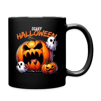 Scary Halloween Pumpkin Pumpkin Face Ghost Creepy - Full Colour Mug - black - Right