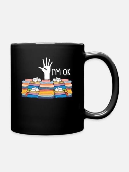 Sewing, sewing, sewing, quilting - Full Colour Mug - black